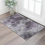 3' X 5' Purple And Lavender Abstract Washable Area Rug With UV Protection