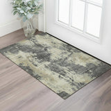 3' X 5' Gray And Beige Abstract Washable Area Rug With UV Protection