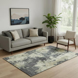 5' X 8' Gray And Beige Abstract Washable Area Rug With UV Protection