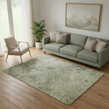 5' X 8' Sage And Beige Abstract Washable Area Rug With UV Protection