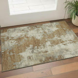 3' X 5' Terra Cotta And Beige Abstract Washable Area Rug With UV Protection
