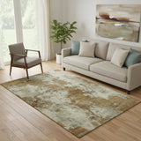 5' X 8' Terra Cotta And Beige Abstract Washable Area Rug With UV Protection