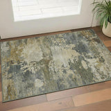 3' X 5' Gray And Beige Abstract Washable Area Rug With UV Protection