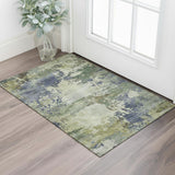 3' X 5' Purple And Beige Abstract Washable Area Rug With UV Protection