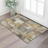3' X 5' Brown And Beige Abstract Washable Area Rug With UV Protection