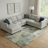 8' X 10' Green And Gray Abstract Washable Area Rug With UV Protection
