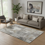 5' X 8' Pewter And Gray Abstract Washable Area Rug With UV Protection