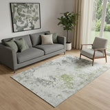 5' X 8' Linen And Gray Abstract Washable Area Rug With UV Protection