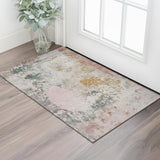 3' X 5' Pink And Copper Abstract Washable Area Rug With UV Protection