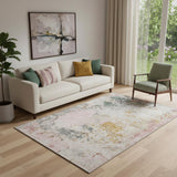 5' X 8' Pink And Copper Abstract Washable Area Rug With UV Protection