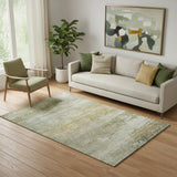 5' X 8' Beige And Copper Abstract Washable Area Rug With UV Protection