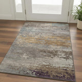 3' X 5' Brown And Gray Abstract Washable Area Rug With UV Protection