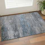 3' X 5' Pewter And Charcoal Abstract Washable Area Rug With UV Protection