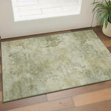 3' X 5' Sage And Beige Abstract Washable Area Rug With UV Protection
