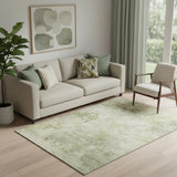 5' X 8' Sage And Beige Abstract Washable Area Rug With UV Protection