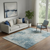 5' X 8' Teal And Taupe Abstract Washable Area Rug With UV Protection