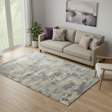 5' X 8' Sage And Gray Abstract Washable Area Rug With UV Protection
