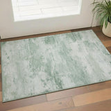 3' X 5' Mint Green And Pale Aqua Abstract Washable Area Rug With UV Protection
