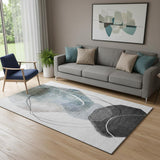 5' X 8' Ivory And Gray Abstract Washable Area Rug With UV Protection