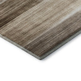 5' X 8' Brown And Ivory Striped Washable Area Rug With UV Protection