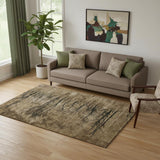 5' X 8' Brown And Charcoal Floral Washable Area Rug With UV Protection