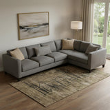 8' X 10' Brown And Charcoal Floral Washable Area Rug With UV Protection