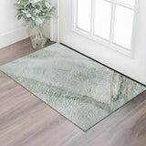 3' X 5' Teal And Gold Nautical Washable Area Rug With UV Protection