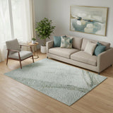 5' X 8' Teal And Gold Nautical Washable Area Rug With UV Protection