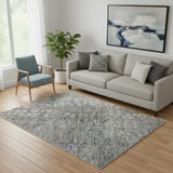 5' X 8' Taupe And Khaki Abstract Washable Area Rug With UV Protection
