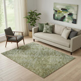 5' X 8' Green And Gold Abstract Washable Area Rug With UV Protection