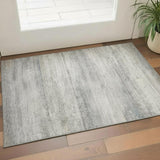 3' X 5' Linen And Gray Abstract Washable Area Rug With UV Protection