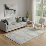 5' X 8' Linen And Gray Abstract Washable Area Rug With UV Protection