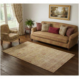 5' X 8' Coral And Taupe Abstract Washable Area Rug With UV Protection