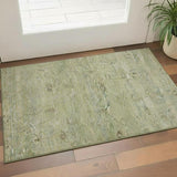 3' X 5' Green And Beige Abstract Washable Area Rug With UV Protection