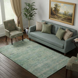 5' X 8' Teal And Pale Aqua Abstract Washable Area Rug With UV Protection
