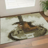 3' X 5' Brown And Charcoal Abstract Washable Area Rug With UV Protection