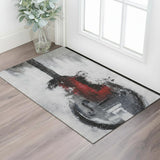 3' X 5' Gray And Red Abstract Washable Area Rug With UV Protection