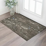 3' X 5' Chocolate And Beige Abstract Washable Area Rug With UV Protection
