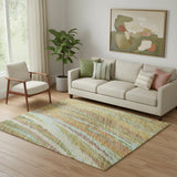 5' X 8' Gold And Copper Abstract Washable Area Rug With UV Protection