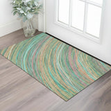 3' X 5' Teal And Pink Abstract Washable Area Rug With UV Protection