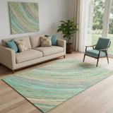 5' X 8' Teal And Pink Abstract Washable Area Rug With UV Protection