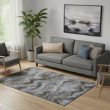 5' X 8' Taupe And Gray Abstract Washable Area Rug With UV Protection