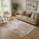 5' X 8' Copper And Ivory Abstract Washable Area Rug With UV Protection
