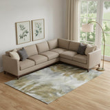 8' X 10' Pewter And Gold Abstract Washable Area Rug With UV Protection
