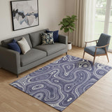 5' X 8' Plum And Ivory Geometric Washable Area Rug With UV Protection