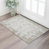 3' X 5' Taupe And Ivory Patchwork Washable Area Rug With UV Protection