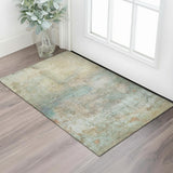 3' X 5' Wheat And Beige Abstract Washable Area Rug With UV Protection