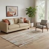 5' X 8' Rust And Gray Striped Washable Area Rug With UV Protection