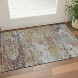3' X 5' Teal And Brown Striped Washable Area Rug With UV Protection