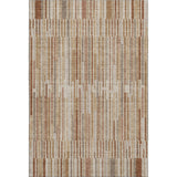 5' X 8' Terra Cotta And Beige Striped Washable Area Rug With UV Protection